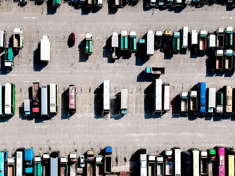 Aerial view of truck stop