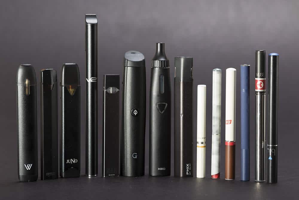 line of various e-cigarettes